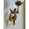Pair of Brass Antique Wall Lamps with Etched Frosted Glass Globes | Vintage Figurine Sconces