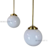 Vintage Brass Globe Pendant Light with Opal Glass Shade | Art Deco Hanging Ceiling Lamp