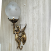 Pair of mermaid fairy antique brass sconces with frosted etched glass