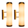 Vintage Brass Wall Lamps with Milk Glass Tubes | Pair of Art Deco Cylinder Sconces