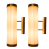 Vintage Brass Wall Lamps with Milk Glass Tubes | Pair of Art Deco Cylinder Sconces