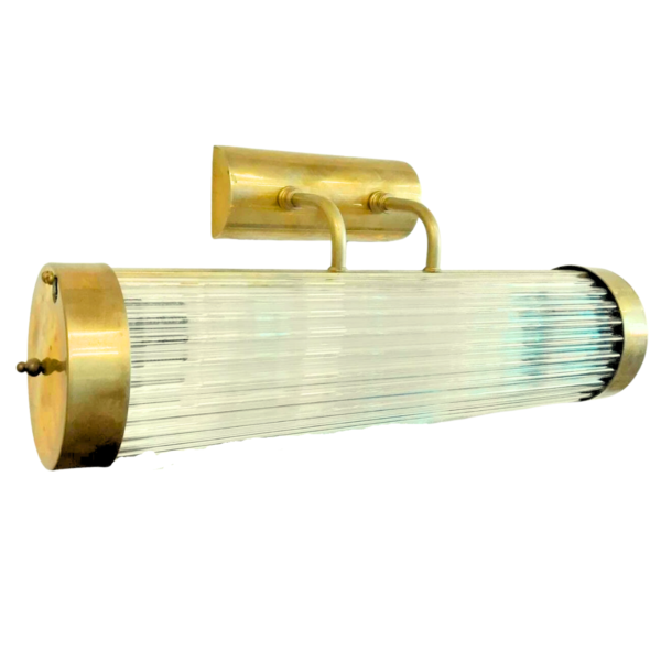 Vintage Brass Light with Clear Glass | Art Deco Horizontal Wall Lamp