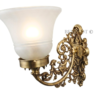 Pair of Antique Brass Victorian Wall Lamps with Frosted Glass Shades | Ornate Vintage Sconces