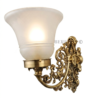 Pair of Antique Brass Victorian Wall Lamps with Frosted Glass Shades | Ornate Vintage Sconces