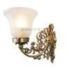 Pair of Antique Brass Victorian Wall Lamps with Frosted Glass Shades | Ornate Vintage Sconces