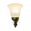 Pair of Antique Brass Victorian Wall Lamps with Frosted Glass Shades | Ornate Vintage Sconces