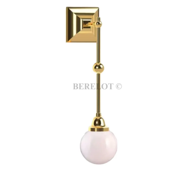 Vintage Brass Wall Light with Milk Glass Globe | Art Deco Hanging Globe Sconce