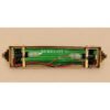 Pair of Art Deco Green Clear Glass Wall Sconces with Brass Frame | Tall Statement Wall Lights