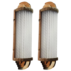 Pair of antique brass Art Deco sconces with twisted frosted glass rods