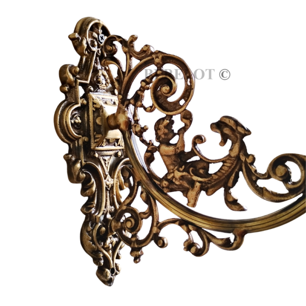 Pair of Antique Brass Victorian Wall Lamps with Frosted Glass Shades | Ornate Vintage Sconces
