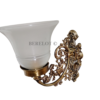Pair of Antique Brass Victorian Wall Lamps with Frosted Glass Shades | Ornate Vintage Sconces