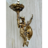 Pair of Antique Brass Mermaid Fairy Wall Lamps with Cut Clear Glass Shades | Vintage Figurine Sconces