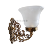 Pair of Antique Brass Victorian Wall Lamps with Frosted Glass Shades | Ornate Vintage Sconces