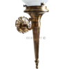 Pair of Antique Brass Mashaal Wall Lamps with Frosted Flame Glass Shades | Vintage Heritage Sconces