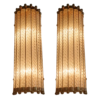 Vintage Art Deco Brass Wall Lights with Twisted Glass Rods | Pair of Decorative Sconce Lamps