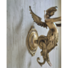 Pair of Antique Brass Mermaid Fairy Wall Lamps with Cut Clear Glass Shades | Vintage Figurine Sconces