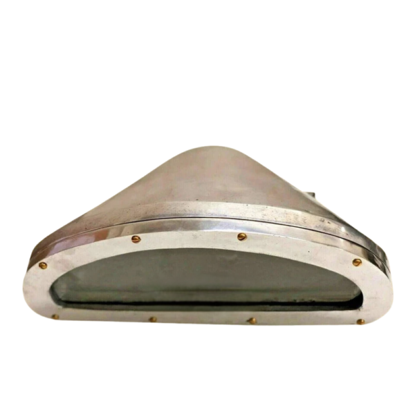 Vintage Nautical Wall Light with Polished Metal Hood | Industrial Marine Sconce Lamp