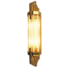 Art Deco Brass Wall Lights with Clear & Milk Glass Rods | Pair of Vintage Geometric Sconces