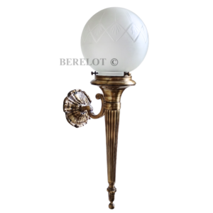 Pair of antique reproduction brass mashaal sconces with etched frosted glass globes