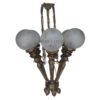 Vintage 6 Light Mashaal Chandelier with Frosted Etched Glass Globes | Antique Brass Hanging Ceiling Lamp