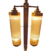 Art Deco Brass Ceiling Light Chandelier with Dual Clear Glass Shades | Vintage Hanging Fixture