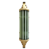 Pair of Art Deco Green & Milk Glass Tube Wall Sconces with Brass Finish | Vertical Wall Lights