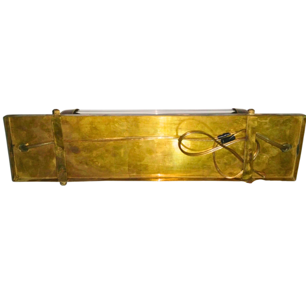 Vintage Art Deco Brass Wall Lamp with Tiered Clear Glass Rods | Decorative Sconce Light