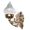 Pair of Vintage Brass Wall Sconces with Cut Clear Glass Shades | Ornate Victorian Style Lamps
