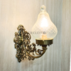 Pair of Vintage Brass Wall Sconces with Cut Clear Glass Shades | Ornate Victorian Style Lamps