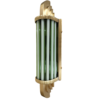 Pair of Art Deco Green & Milk Glass Tube Wall Sconces with Brass Finish | Vertical Wall Lights