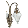 Antique Brass Double Wall Sconce with Cut Glass Shades | Vintage Ornate Twin Arm Lamp
