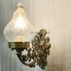 Pair of Vintage Brass Wall Sconces with Cut Clear Glass Shades | Ornate Victorian Style Lamps