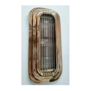 Geometric Art Deco brass wall sconce with clear glass rods