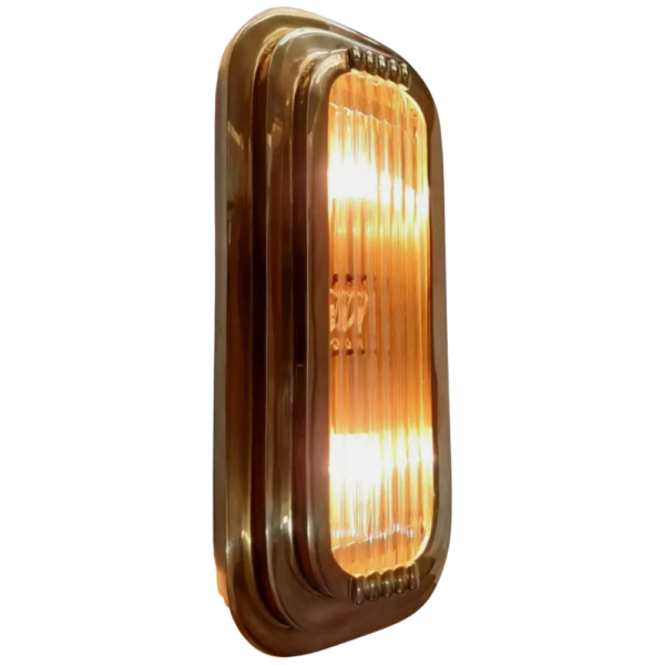 Art Deco Brass Wall Light with Clear Glass Rods | Vintage Geometric Sconce Lamp