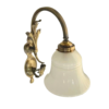 Vintage Brass Floral Wall Lamp with Frosted Bell Glass Shade | Antique Style Decorative Sconce