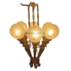 Vintage 6 Light Mashaal Chandelier with Frosted Etched Glass Globes | Antique Brass Hanging Ceiling Lamp