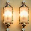 Vintage Brass Wall Lights with Clear Glass & Glass Ball Finials | Pair of Art Deco Sconces