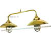 Vintage Brass Double Pendant Ceiling Light with Caged Glass Shades | Nautical Industrial Chandelier