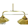 Vintage Brass Double Pendant Ceiling Light with Caged Glass Shades | Nautical Industrial Chandelier