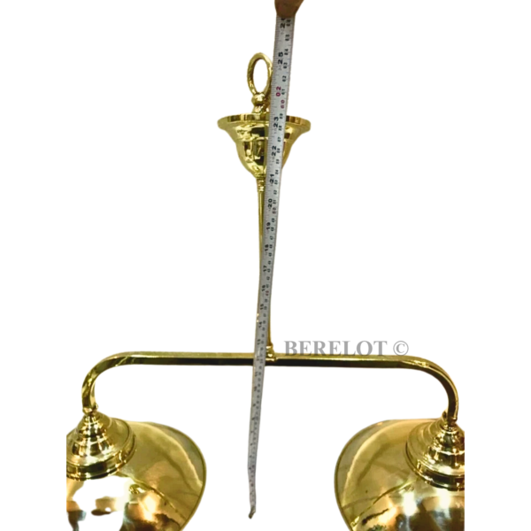 Vintage Brass Double Pendant Ceiling Light with Caged Glass Shades | Nautical Industrial Chandelier