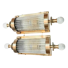 Vintage Brass Wall Lights with Clear Glass & Glass Ball Finials | Pair of Art Deco Sconces